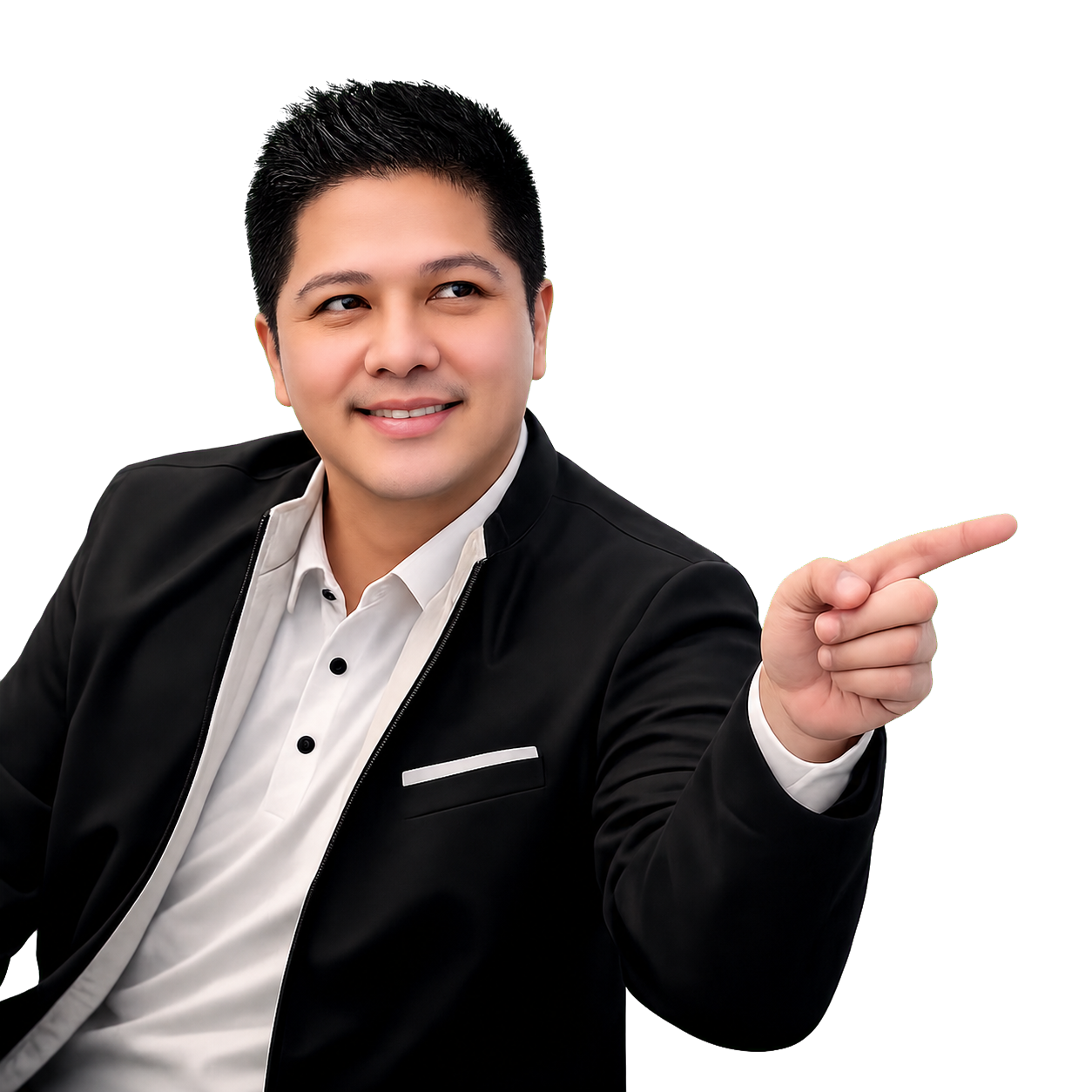Jennyson B. Tadeja pointing toward his executive profile
